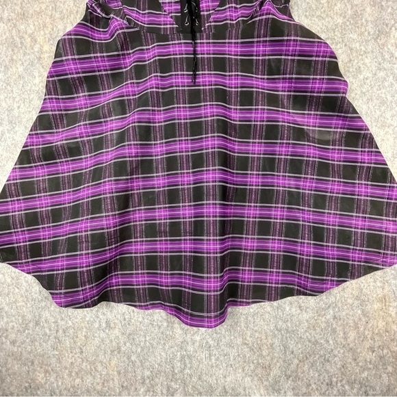 Unique Vintage Purple Black Plaid Corset Swing Flare Rockabilly Pinup Dress - XL - Picture 6 of 13